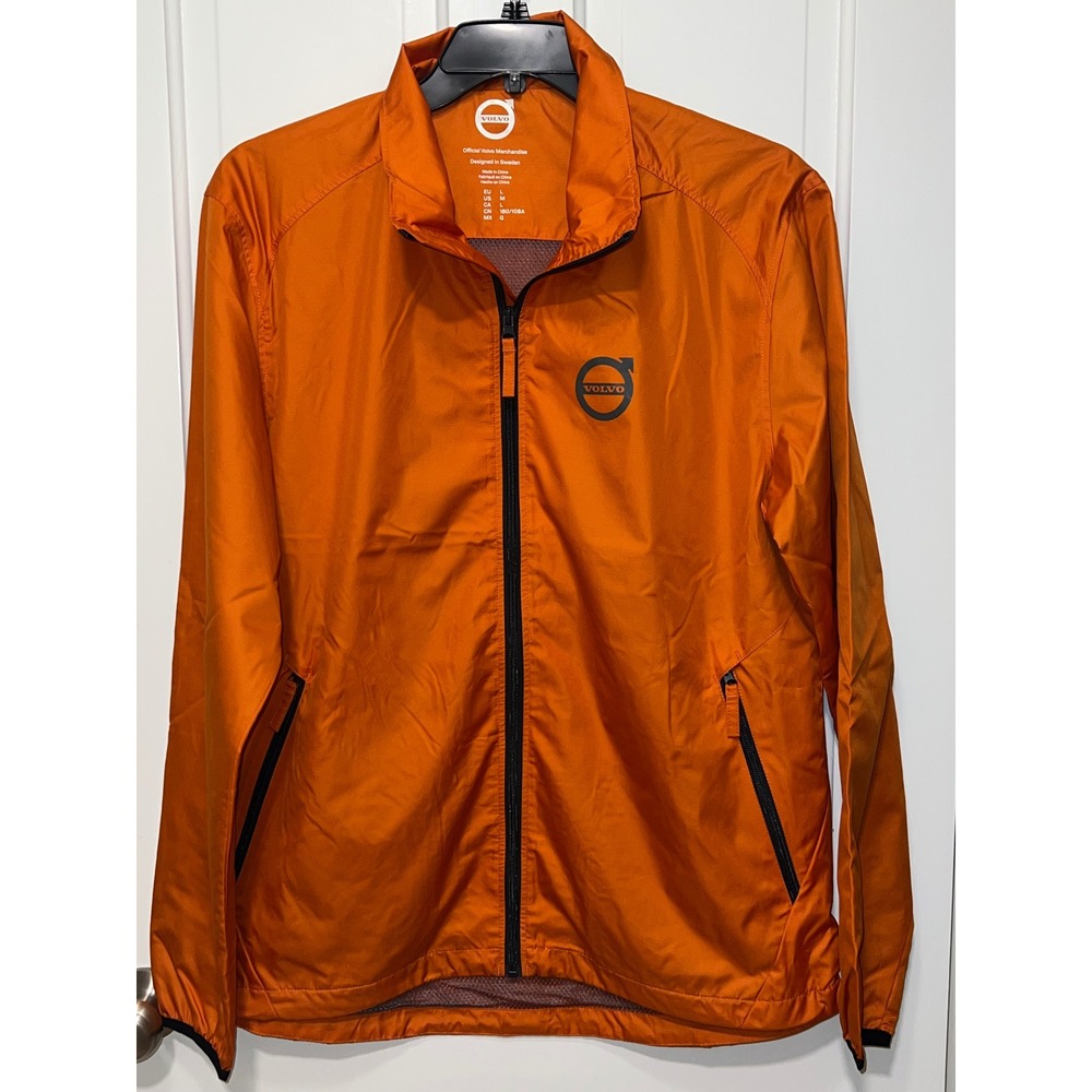 Volvo Iron Mark Windbreaker Jacket Mens Medium Orange Full Zip 112621-2-27